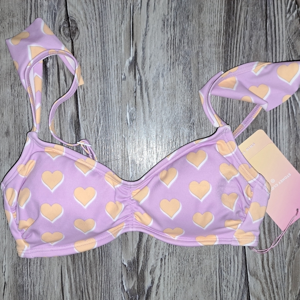 Purple Heart Bikini Top - Stoney Clover L - NWT